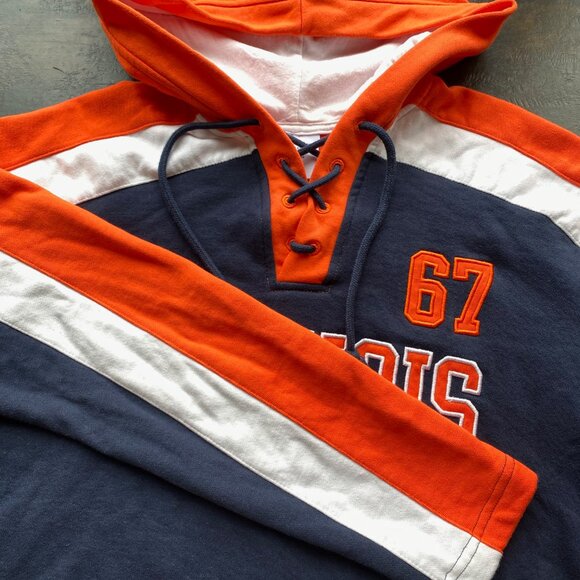 U of ILLINOIS Champion HOCKEY HOODIE 67, size M used once! Lace Hood (mens S) - Picture 8 of 15